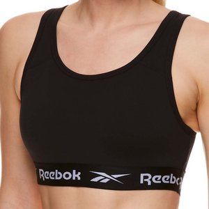 NWT Reebok Black Logo Effortless Bra Size Small Black/White